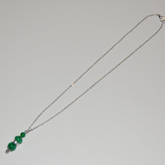 Jade Necklace,Green Jade Beads Pendant Necklace,Jade Charm Necklace - Picture 2 of 3